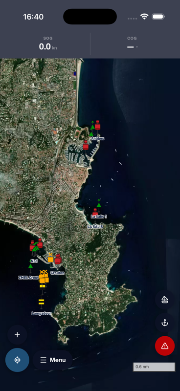 Satellite basemap view of the coastline near Antibes